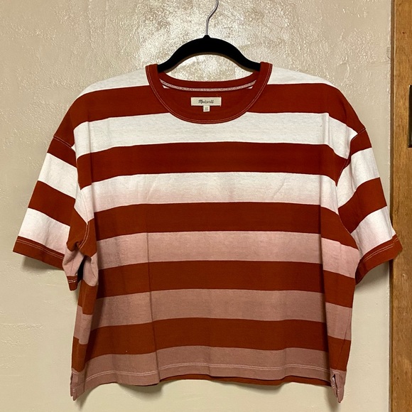 NWT Madewell Dip-Dye Oversized Tee Groton Stripe - Picture 1 of 3